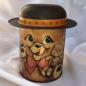 Vintage bear tin can
